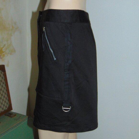 Punk Ideology Black Zippered Cotton Stretch Mini Skirt Grunge Whimsigoth Womens - Picture 3 of 8